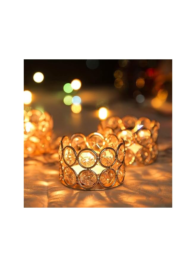 The Bros 12 Pcs Gold Crystal Tea Light Candle Holders for Wedding & Home Decor, K9 Crystal Beads, Elegant Design, Free Combination, Ideal for Centerpieces, Parties, and Gifts (Candle Excluded) - Image 3