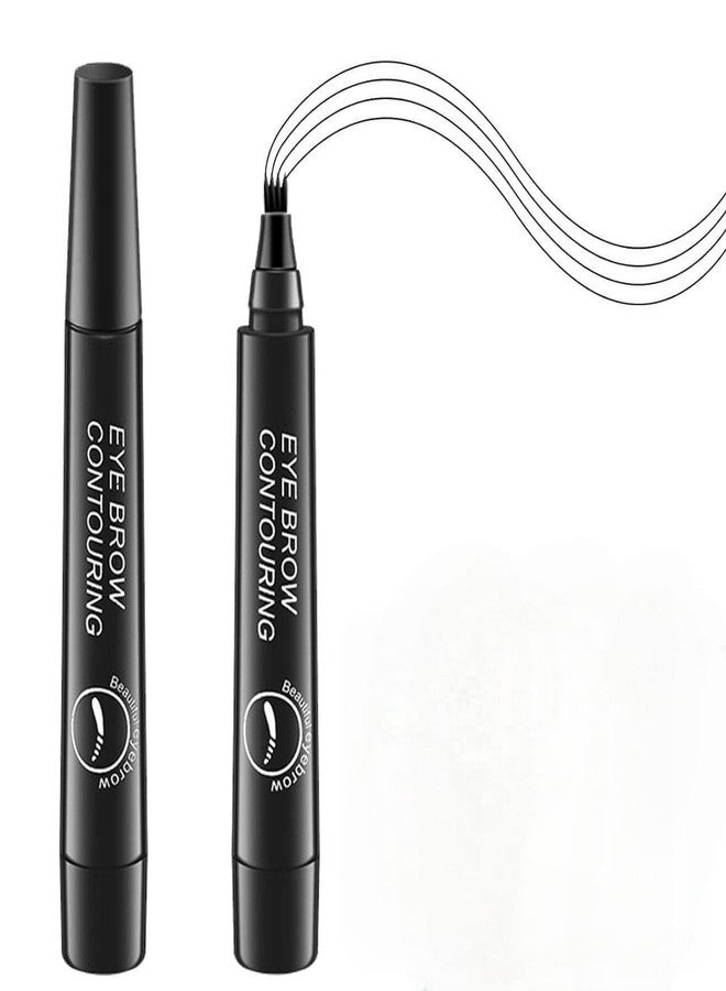 Pixelera Eyebrow Pen with a 4 Micro-Fork Tip Creates Flawless Natural Looking Brows, Based on Clear Eyebrow Microblading Pen Waterproof, Long-Lasting 18HRS, Sweat Resistant, Stays on All Day - Black - Image 2