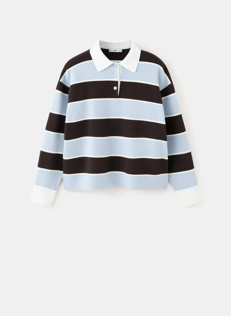 Mango 50-CELESTE Striped Polo Neck Sweater for Women | Best Price UAE