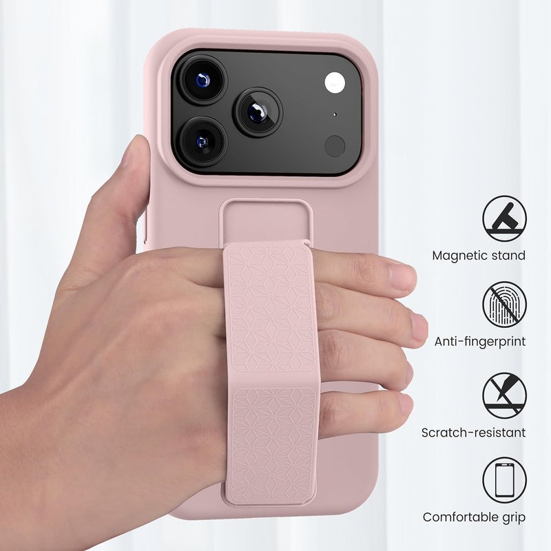 بورتوني حافظة iPhone 17 Pro، غطاء حامل إصبع مع حامل قابل للطي، حافظة سيليكون ناعمة متعددة الحوامل مغناطيسية للسيارة لهاتف iPhone 17 Pro مقاس 6.3 بوصة (بيج، iPhone 17 Pro) - Image 5