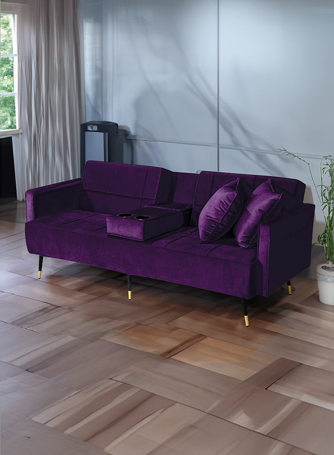 In-House Hema | 2 in 1 Velvet Upholstered Sofabed With Cup Holder - Image 1