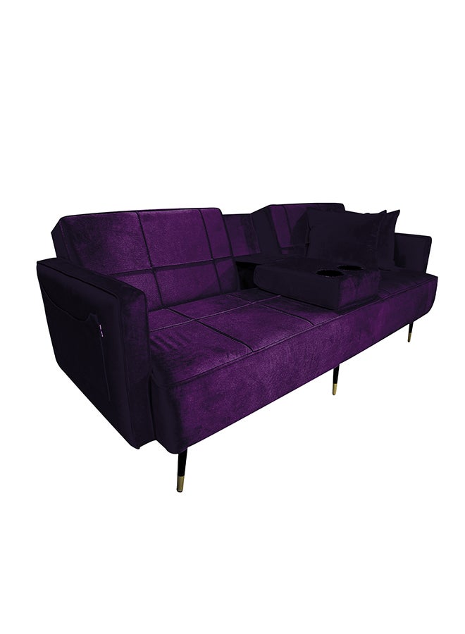 In-House Hema | 2 in 1 Velvet Upholstered Sofabed With Cup Holder - Image 2