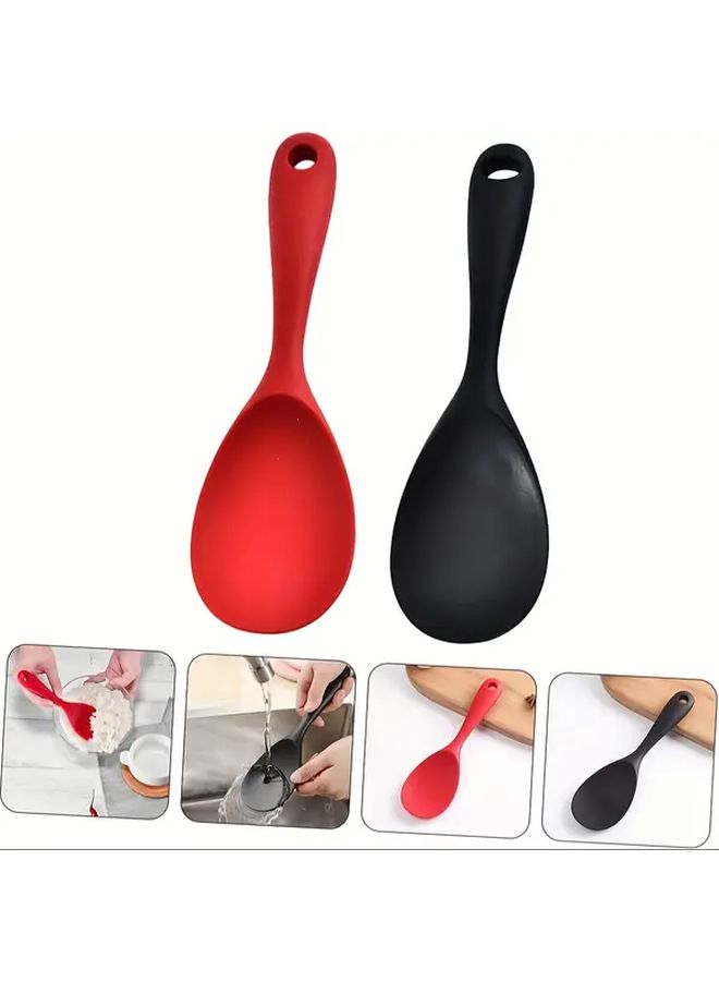 Red Silicone Rice Spoon One Piece Easy Clean Heat Resistant Space Saving Anti Scald Anti Slip For Home Kitchen Frying Cooking Serving Halloween Christmas Family Gatherings Dining Parties Daily - Image 5