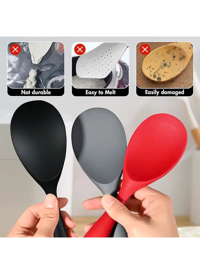 Red Silicone Rice Spoon One Piece Easy Clean Heat Resistant Space Saving Anti Scald Anti Slip For Home Kitchen Frying Cooking Serving Halloween Christmas Family Gatherings Dining Parties Daily - Image 3