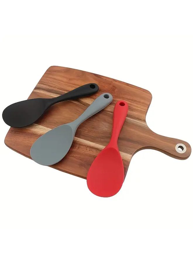 Red Silicone Rice Spoon One Piece Easy Clean Heat Resistant Space Saving Anti Scald Anti Slip For Home Kitchen Frying Cooking Serving Halloween Christmas Family Gatherings Dining Parties Daily - Image 2
