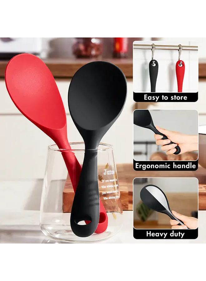 Red Silicone Rice Spoon One Piece Easy Clean Heat Resistant Space Saving Anti Scald Anti Slip For Home Kitchen Frying Cooking Serving Halloween Christmas Family Gatherings Dining Parties Daily - Image 4