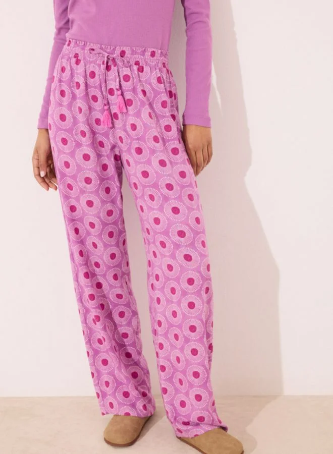 women'secret Long viscose trouser with geometric print