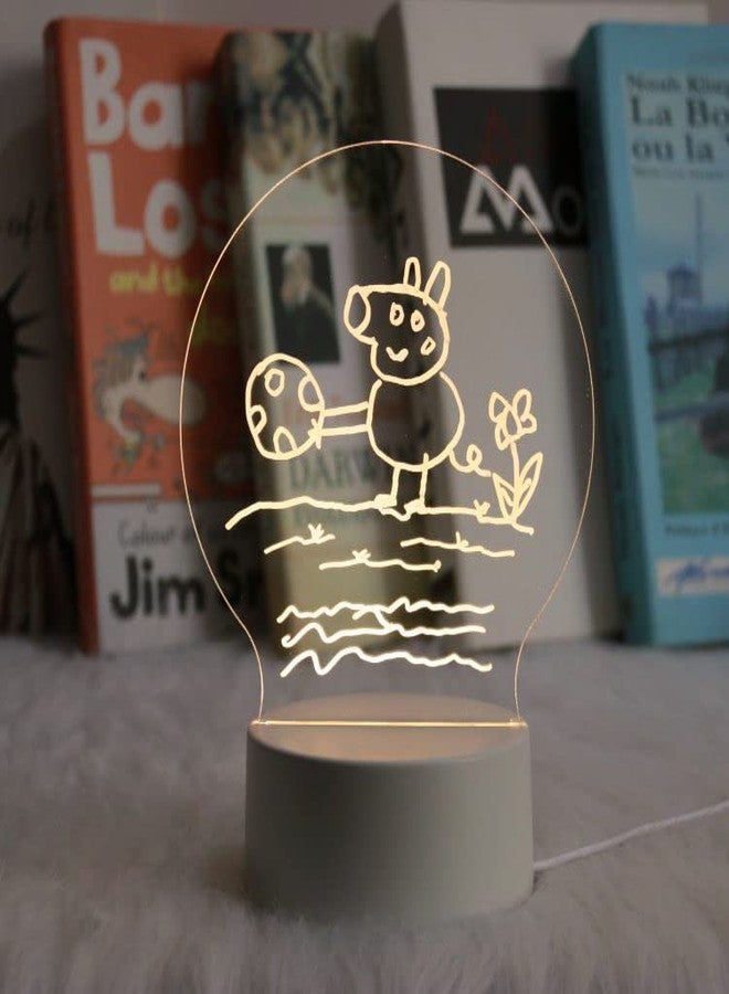 Inditradition 3D Acrylic Creative Message Board with LED Light Base Holder, with Writing Pen & Cloth ((Transparent, Round Shape, 5x5 Inches) - Image 1