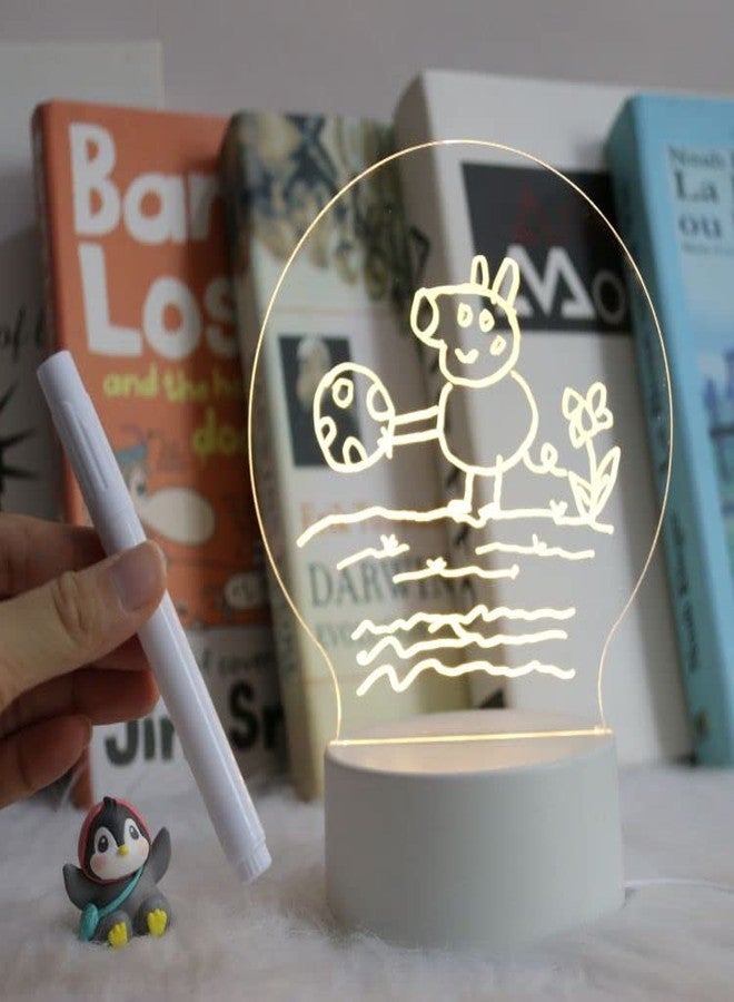 Inditradition 3D Acrylic Creative Message Board with LED Light Base Holder, with Writing Pen & Cloth ((Transparent, Round Shape, 5x5 Inches) - Image 3