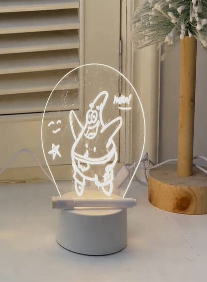 Inditradition 3D Acrylic Creative Message Board with LED Light Base Holder, with Writing Pen & Cloth ((Transparent, Round Shape, 5x5 Inches) - Image 2