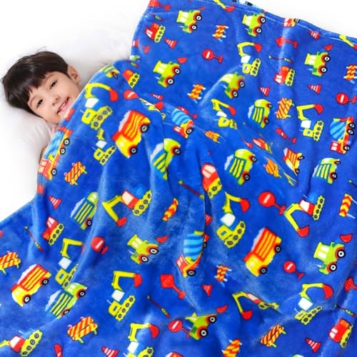 Lukeight Excavator Toddler Blanket Gifts for Boys and Girls Plush Tractor Throw Blanket for Kids Thick and Warm Boys Blanket for Teens Birthday Excavator 50x60 Inches
