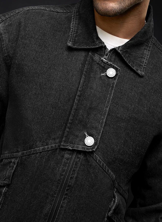The Souled Store The Souled Store Men Regular Fit Denim Charcoal Jacket