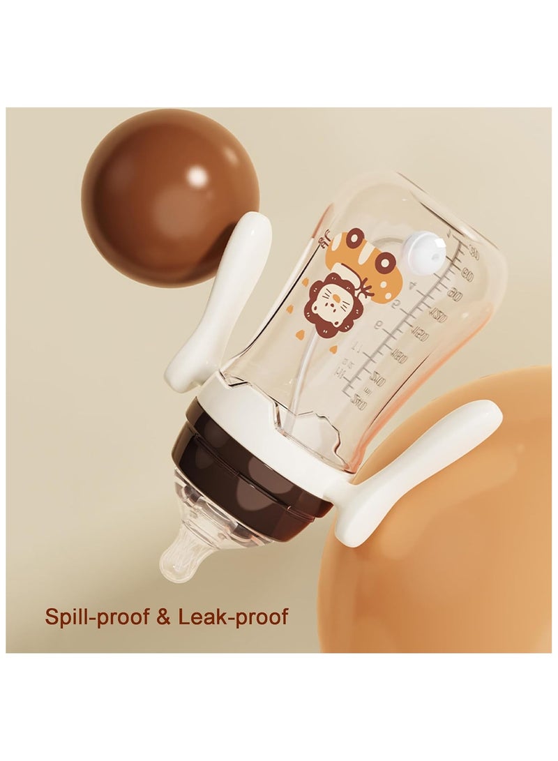2 Pack Baby Sippy Cup Months 6+, Non Spill Cups for Toddlers, Weighted Straw Baby Straw Cup with Handles, Spill-Proof, Leak-Proof Soft Spout Cups 240ml/8oz, BPA Free (coffee-colored/Purple) - Image 3