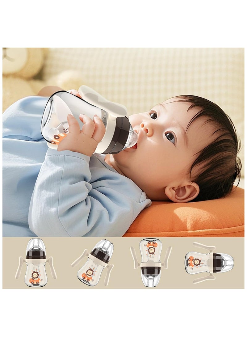 2 Pack Baby Sippy Cup Months 6+, Non Spill Cups for Toddlers, Weighted Straw Baby Straw Cup with Handles, Spill-Proof, Leak-Proof Soft Spout Cups 240ml/8oz, BPA Free (coffee-colored/Purple) - Image 5