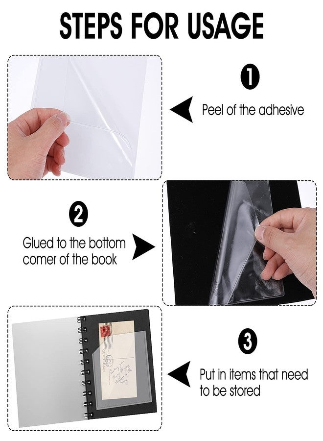 براساكو 6 قطع من جيوب لاصقة للمخططات، جيوب شفافة للزوايا، جيوب لاصقة للمخططات والمجلدات والدفاتر، ملحقات المخططات للمنزل والمكتب والمدرسة (6 × 6 بوصة) - Image 4