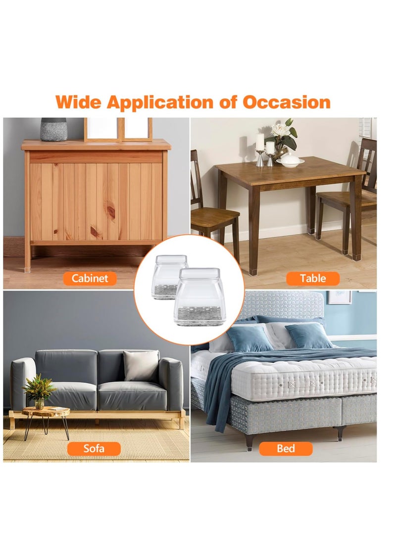 SOLARAE Chair Leg Floor Protectors Furniture Pads Square for Hardwood Floors Furniture Sliders for Chair Legs Rectangle Floor Protectors for Chairs Silicone Chair Leg Caps Cover 25pcs - Image 4