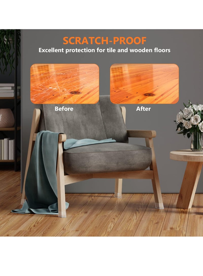 SOLARAE Chair Leg Floor Protectors Furniture Pads Square for Hardwood Floors Furniture Sliders for Chair Legs Rectangle Floor Protectors for Chairs Silicone Chair Leg Caps Cover 25pcs - Image 2