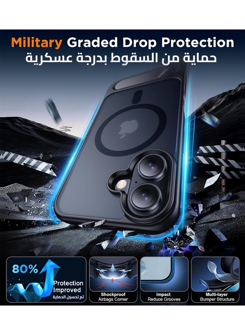 ايليجو جراب لموبايل ايفون 16 من، متوافق مع ماج سيف، غطاء مغناطيسي مع حامل غير مرئي، جراب موبايل حماية ضد الصدمات، جراب خلفي بمسند غير لامع لموبايل ابل 16 6.1 بوصة (2024) (اسود) - Image 2