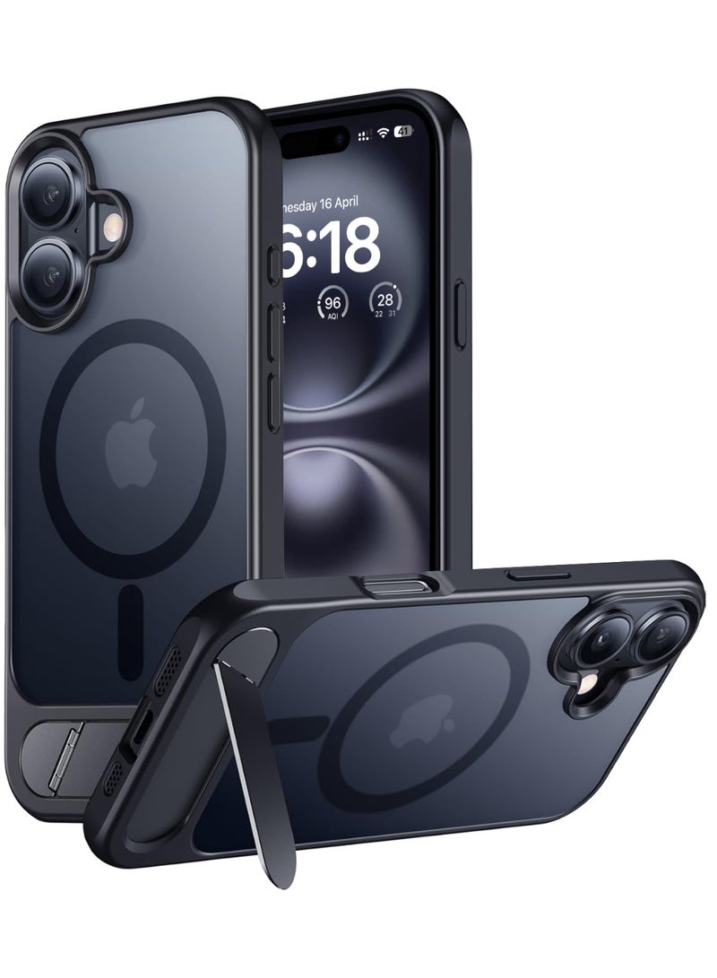 ايليجو جراب لموبايل ايفون 16 من، متوافق مع ماج سيف، غطاء مغناطيسي مع حامل غير مرئي، جراب موبايل حماية ضد الصدمات، جراب خلفي بمسند غير لامع لموبايل ابل 16 6.1 بوصة (2024) (اسود) - Image 1