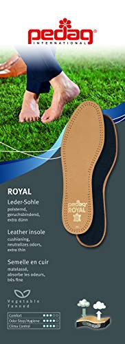 Pedag Royal | Genuine Lambskin Leather Insoles | Made in Germany | Vegetable-Tanned Leather | Activated Carbon for Anti-Odor | Latex Foam Padding | Thin & Absorbent | US Women 12/ Men 9/ EU 42 | Tan - Image 2