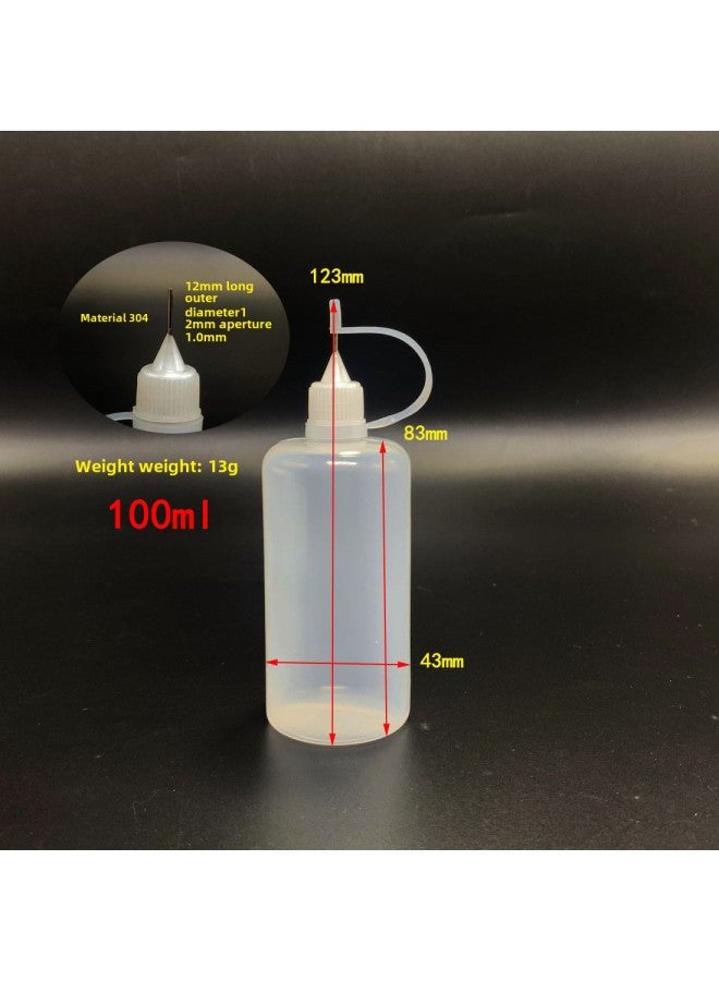 Make-up Water Is Bottled 5ml 10ML 20ml 50ml Syringe Bottle Pointed Mouth Empty Bottle PET Bottle Dispensing Bottle-Color:100ml Pinhole Bottle (assembled)  - Image 1