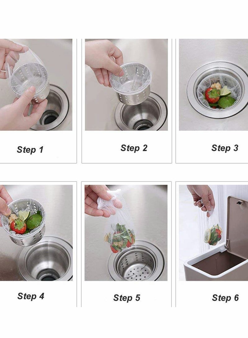 100 Pack Disposable Kitchen Sink Strainer Bags, Elastic Anti-Clogging Mesh Filter Bags with Box for Easy Waste Disposal and Drain Protection - Image 4