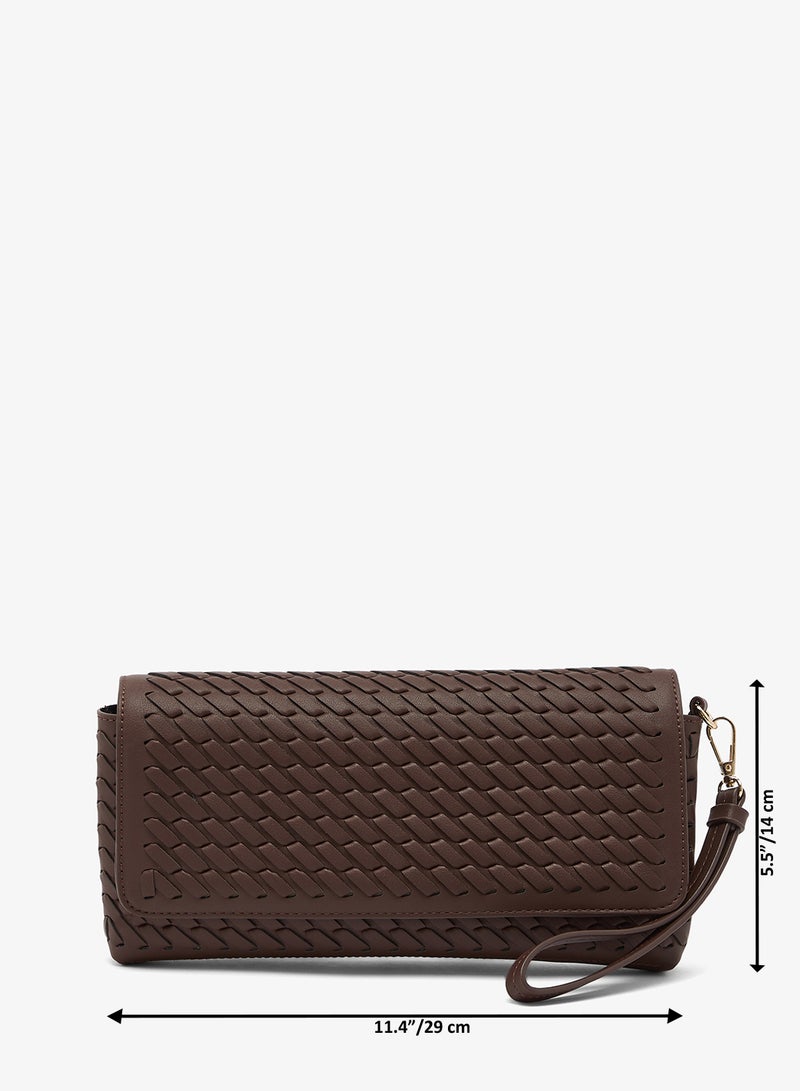 GLAMOROUS Brown Woven Clutch - Image 5