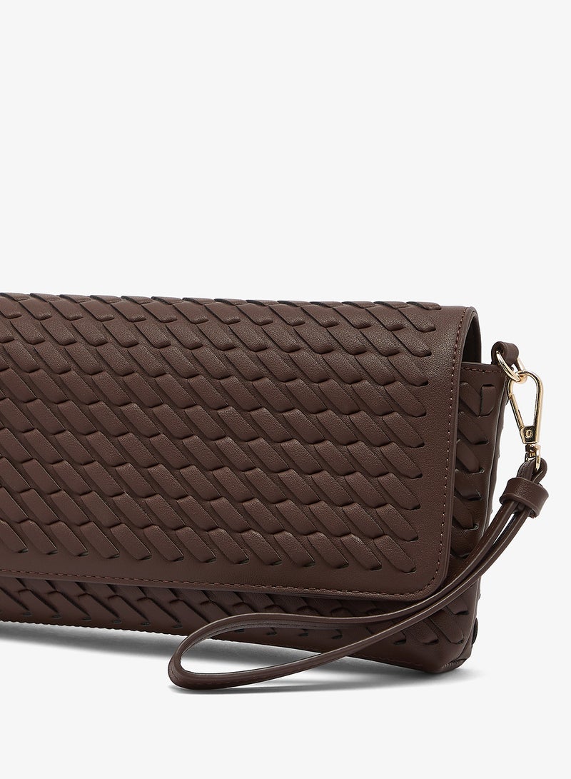 GLAMOROUS Brown Woven Clutch - Image 3