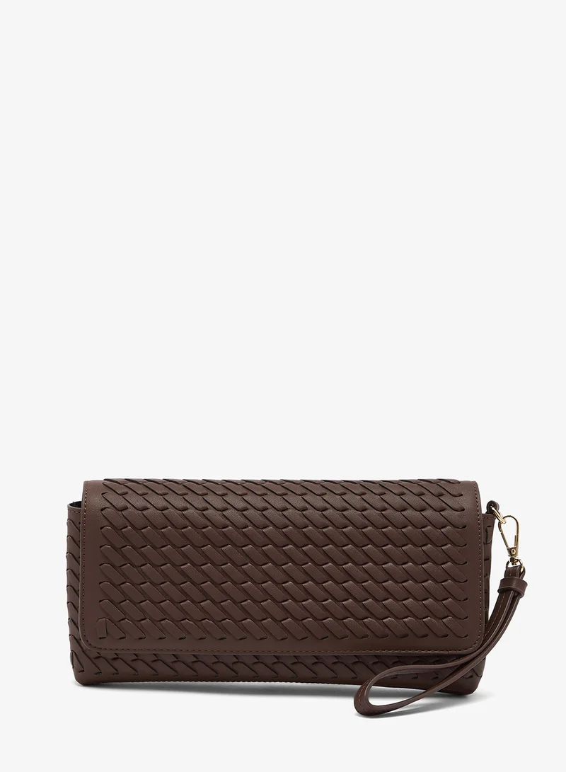 GLAMOROUS Brown Woven Clutch