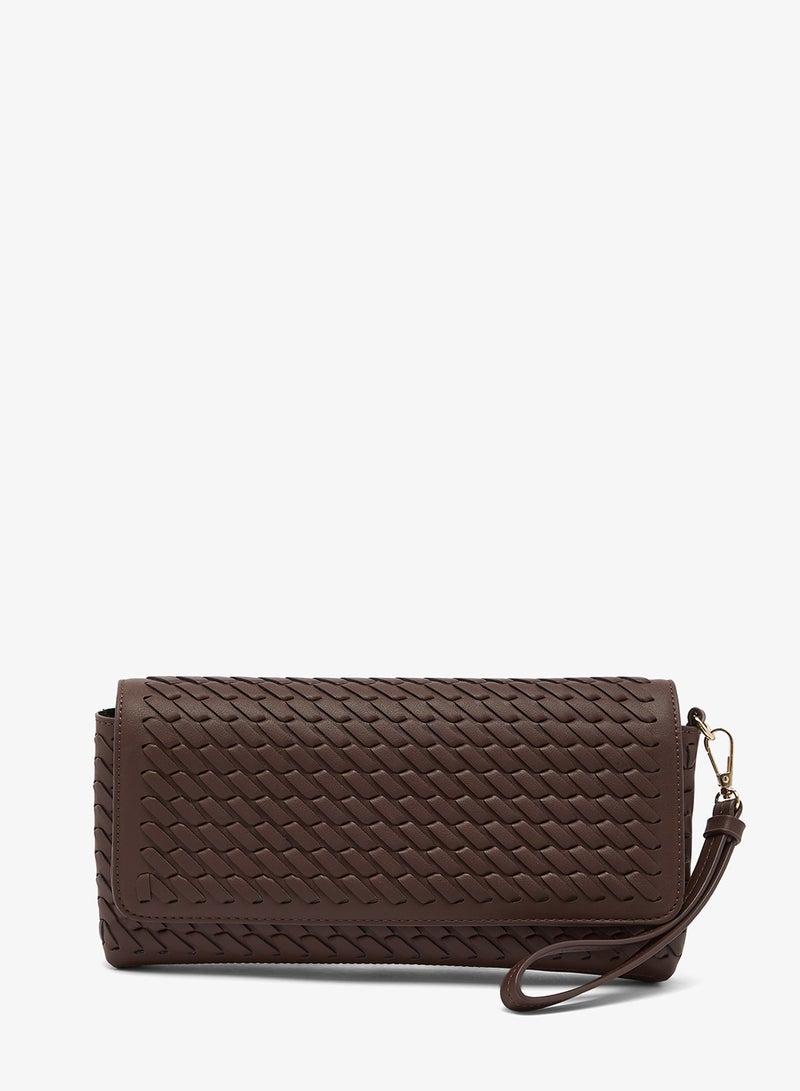 GLAMOROUS Brown Woven Clutch - Image 1