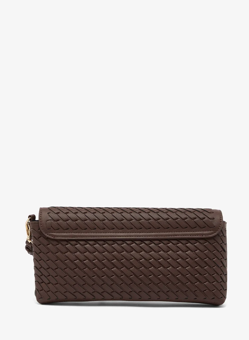 GLAMOROUS Brown Woven Clutch