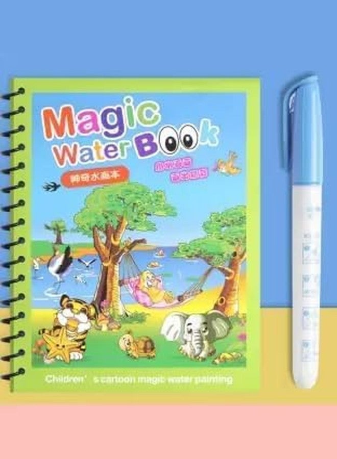 Magic Water Book, Reusable Drawing Coloring Book with Water Pen, Ocean Theme, Educational Learning Toy for Kids (Pack of 1)
