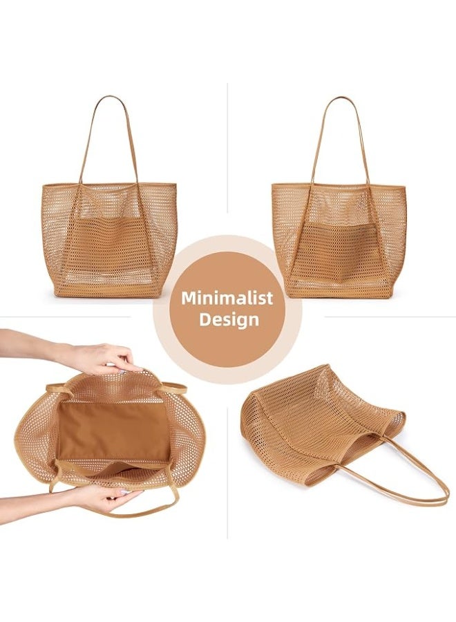 KALIDI Beach Mesh Tote Bag, Casual MAX 23L Summer Foldable Hobo Bag Women | Sandproof Widen Strap Large Shoulder Bag For Lake Pool Vacation Travel Picnic Grocery Market Shopping Carrier - Image 2