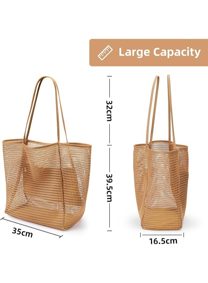 KALIDI Beach Mesh Tote Bag, Casual MAX 23L Summer Foldable Hobo Bag Women | Sandproof Widen Strap Large Shoulder Bag For Lake Pool Vacation Travel Picnic Grocery Market Shopping Carrier - Image 5