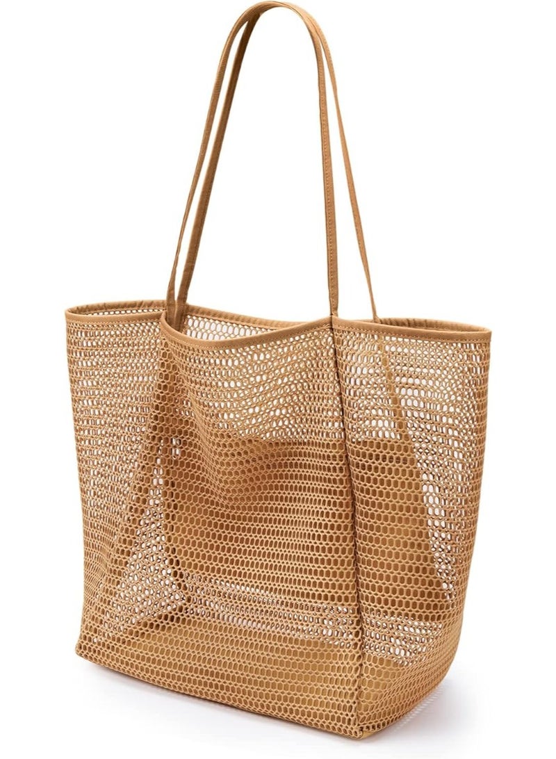 KALIDI Beach Mesh Tote Bag, Casual MAX 23L Summer Foldable Hobo Bag Women | Sandproof Widen Strap Large Shoulder Bag For Lake Pool Vacation Travel Picnic Grocery Market Shopping Carrier - Image 1