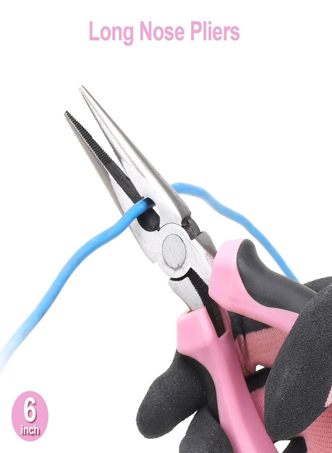 FASTPRO 5-Piece Pink Utility Pliers Set with Storage Bag, Includes Groove Joint, Diagonal, Long Nose, Slip Joint Pliers and 8" Adjustable Wrench - Image 5