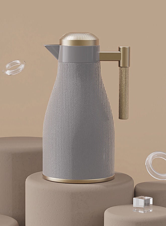 GAZELLA Tea/Coffee Flask Grey/Gold 1 Liter, Borosilicate Glass Inside - Image 2