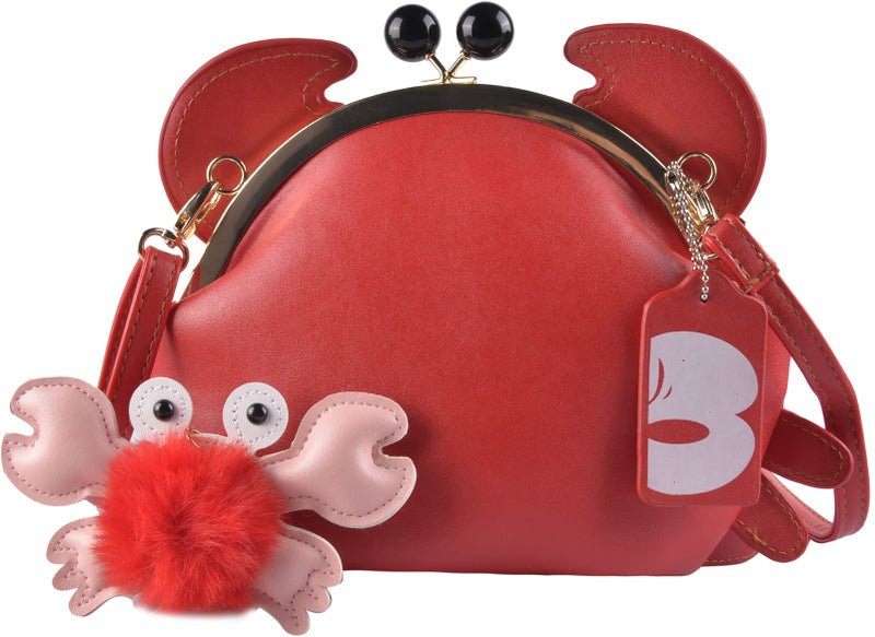 QZUnique Crab Shape Handbag Novelty Animal Shaped Purse Crossbody Bag Detachable Shoulder Bag for Women Girl - Image 2