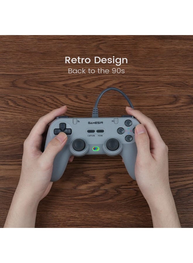 جيم سير وحدة تحكم سلكية Tegenaria Lite لجهاز الكمبيوتر، معدل استقصاء سلكي 1000Hz، عصي تحكم بتأثير هول وزرين قابلين لإعادة البرمجة، اهتزاز مزدوج، توربو، وحدة تحكم ألعاب للكمبيوتر الشخصي لـ Steam/Android/iOS/Switch - Image 4