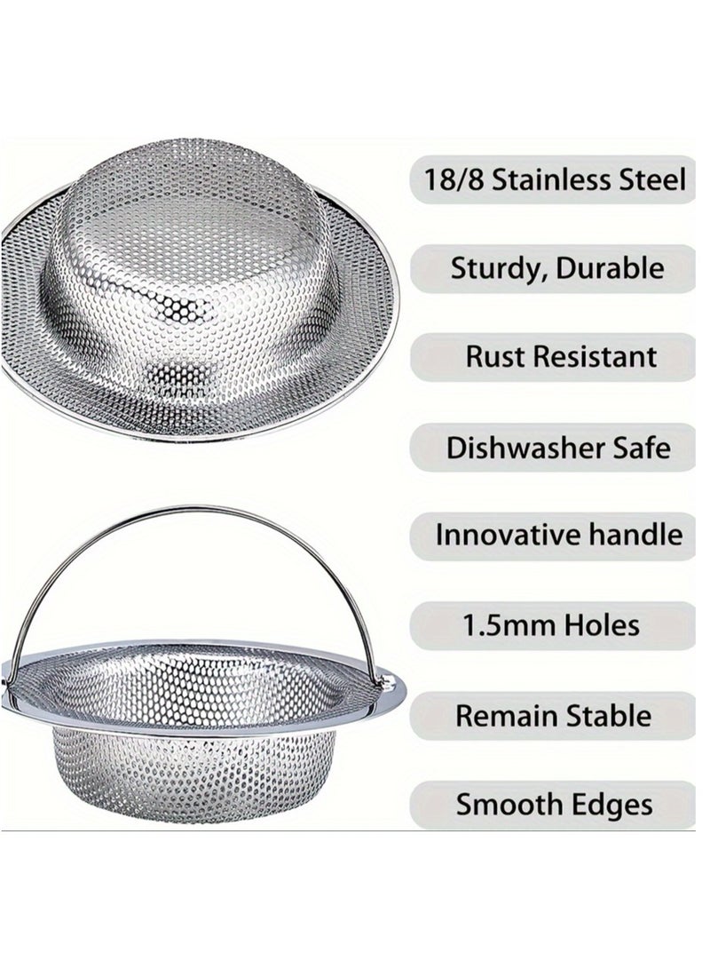 Stainless Steel Sink Strainer 2-Piece,Stainless Steel Drain Filter with Handle for Most Kitchen Drains, Rust Free and Dishwasher Safe  - Image 2