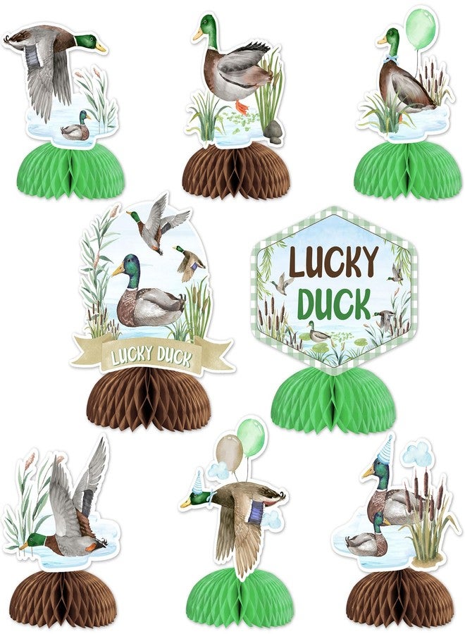 Balterever Duck Hunting Party Decorations 8PCS Duck Honeycomb Centerpieces Lucky Duck Baby Shower Table Decor for Baby Shower 1st Bday Party Supplies - Image 1