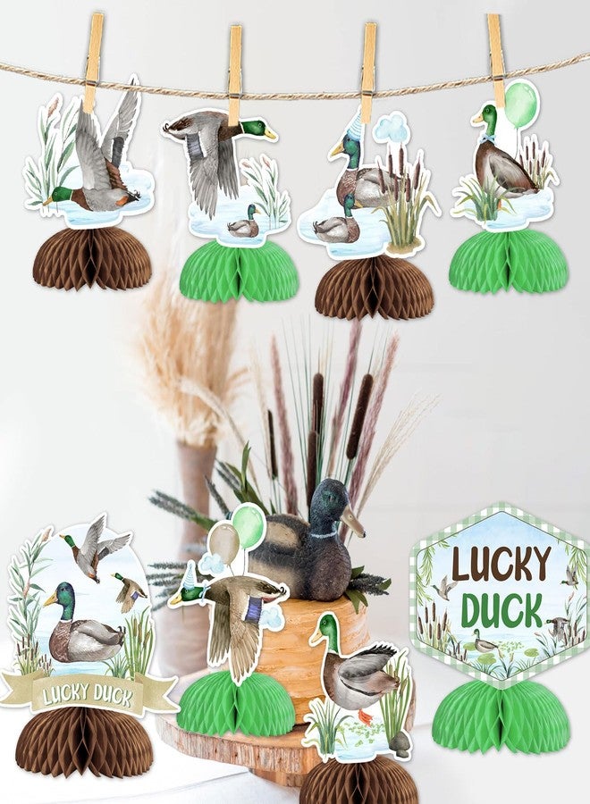 Balterever Duck Hunting Party Decorations 8PCS Duck Honeycomb Centerpieces Lucky Duck Baby Shower Table Decor for Baby Shower 1st Bday Party Supplies - Image 2