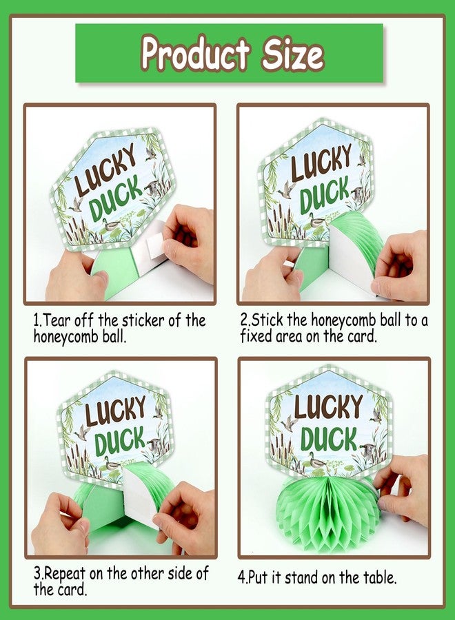 Balterever Duck Hunting Party Decorations 8PCS Duck Honeycomb Centerpieces Lucky Duck Baby Shower Table Decor for Baby Shower 1st Bday Party Supplies - Image 5