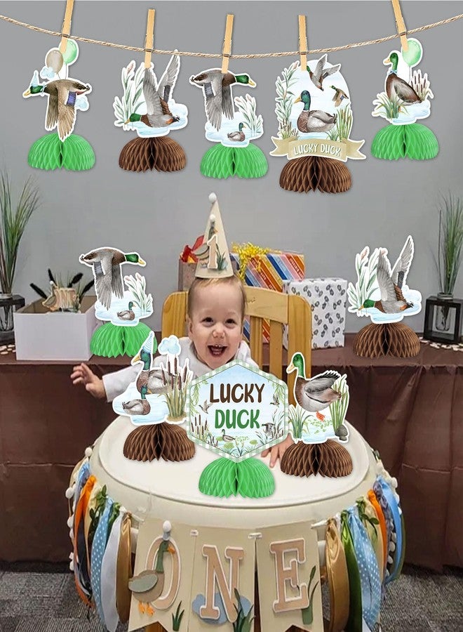 Balterever Duck Hunting Party Decorations 8PCS Duck Honeycomb Centerpieces Lucky Duck Baby Shower Table Decor for Baby Shower 1st Bday Party Supplies - Image 4