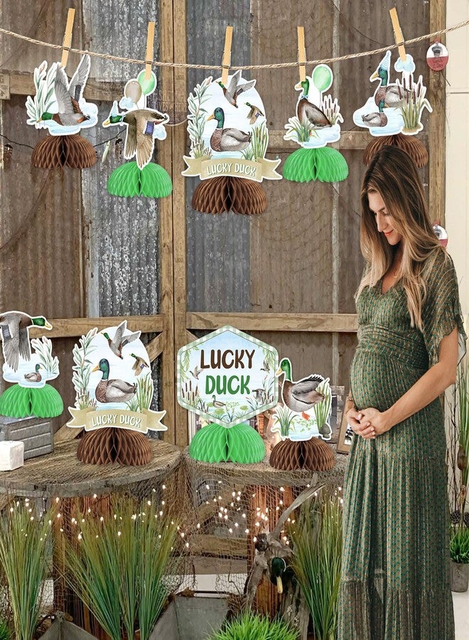Balterever Duck Hunting Party Decorations 8PCS Duck Honeycomb Centerpieces Lucky Duck Baby Shower Table Decor for Baby Shower 1st Bday Party Supplies - Image 3