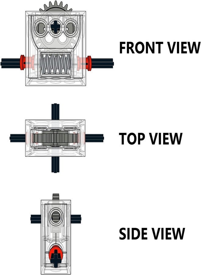 SEEMEY 5 Technical Parts Complete Set of Trans-Clear Wormbox Gearbox MOC Reducer Block Transparent Power Function Compatible with Part 6588 - Image 2