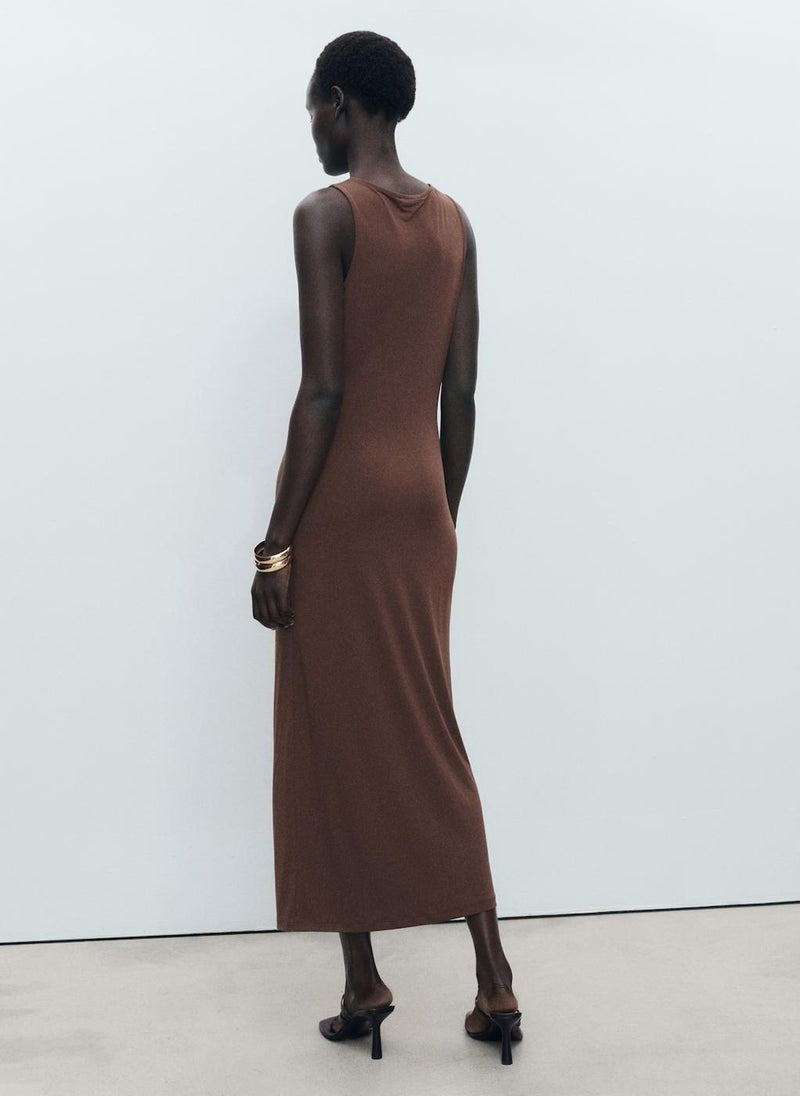 MANGO - Draped With Metallic Detail Dress - Image 1