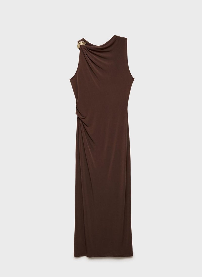MANGO - Draped With Metallic Detail Dress - Image 1