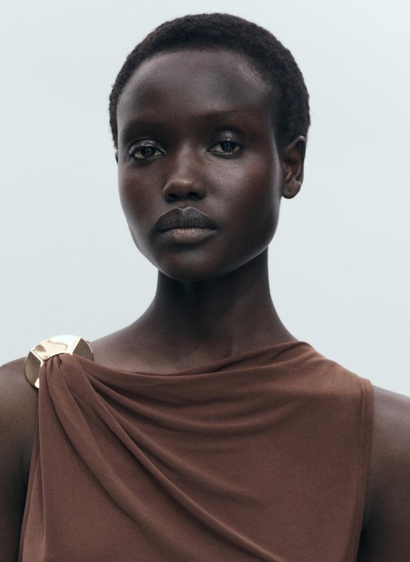 MANGO - Draped With Metallic Detail Dress - Image 1