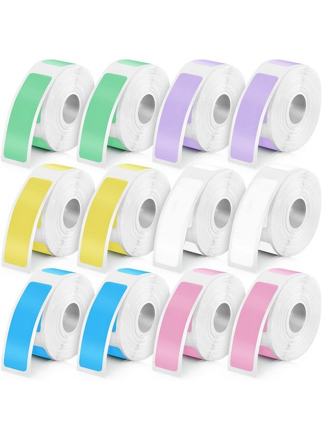 مارسبارك 1920 قطعة من ملصقات طباعة الملصقات من ورق الملصقات المغلف البديل المتوافق مع طابعة الملصقات المحمولة D30، 160 ملصقًا/لفافة، 12 × 40 مم، ملونة - Image 1
